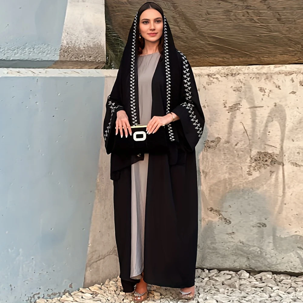 2024 New Muslim Clothing Hijab Abayas For Women Arab Ramandan Eid Embroidery Open Modest Festival Abaya Dubai Kaftan Dresses