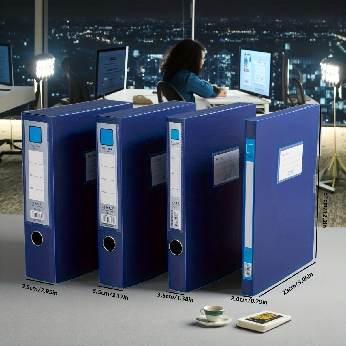 12 قطعة/A4 صندوق ملفات بلاستيكي سميك، حقيبة ملفات معلومات الفاتورة، صندوق تخزين قرطاسية المستندات، اللوازم المكتبية