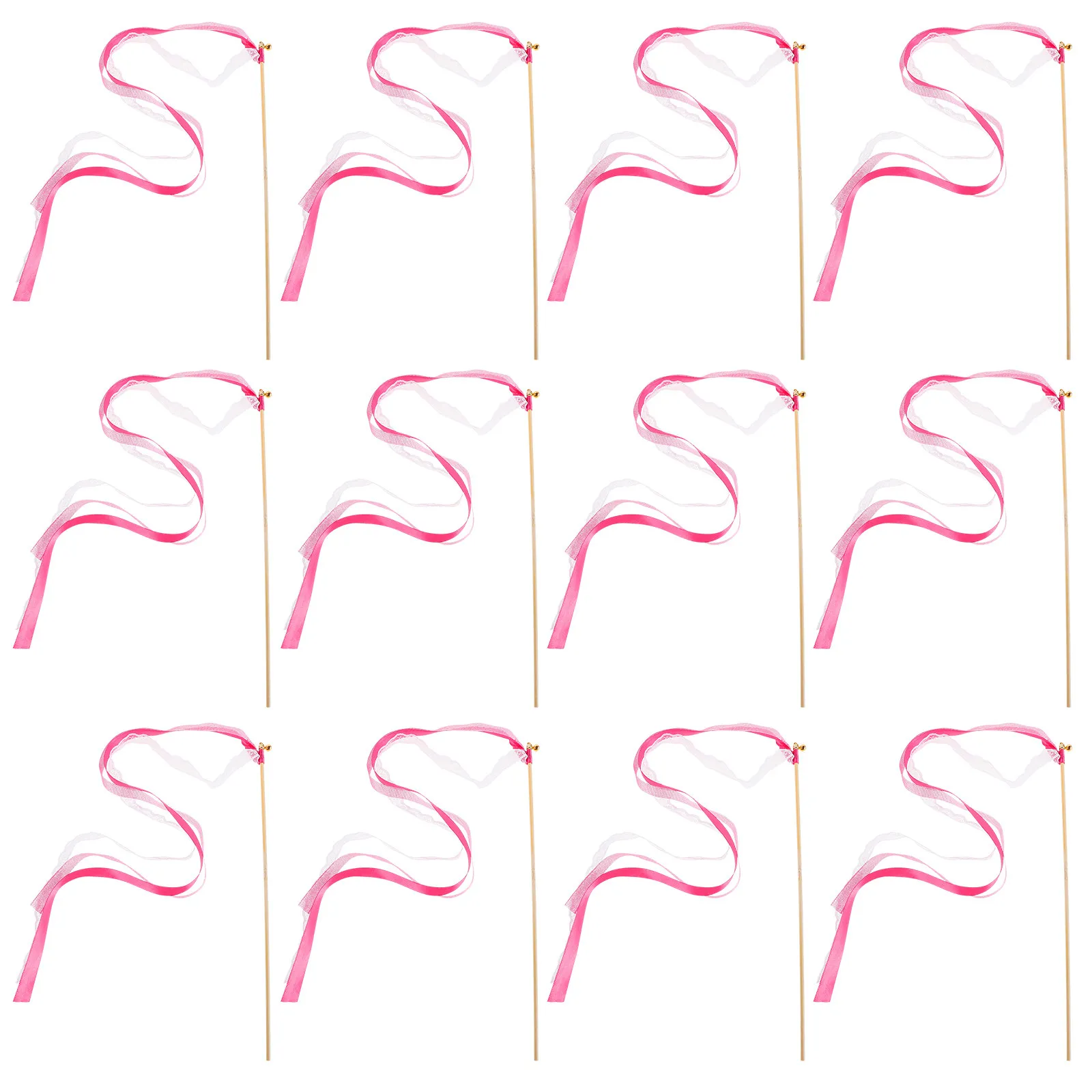 25Pcs Wedding Ribbon Wands Fairy Streamer Sticks Lightweight Portable for Bridal Party Entrance Baby Shower Decor Dance Ribbons
