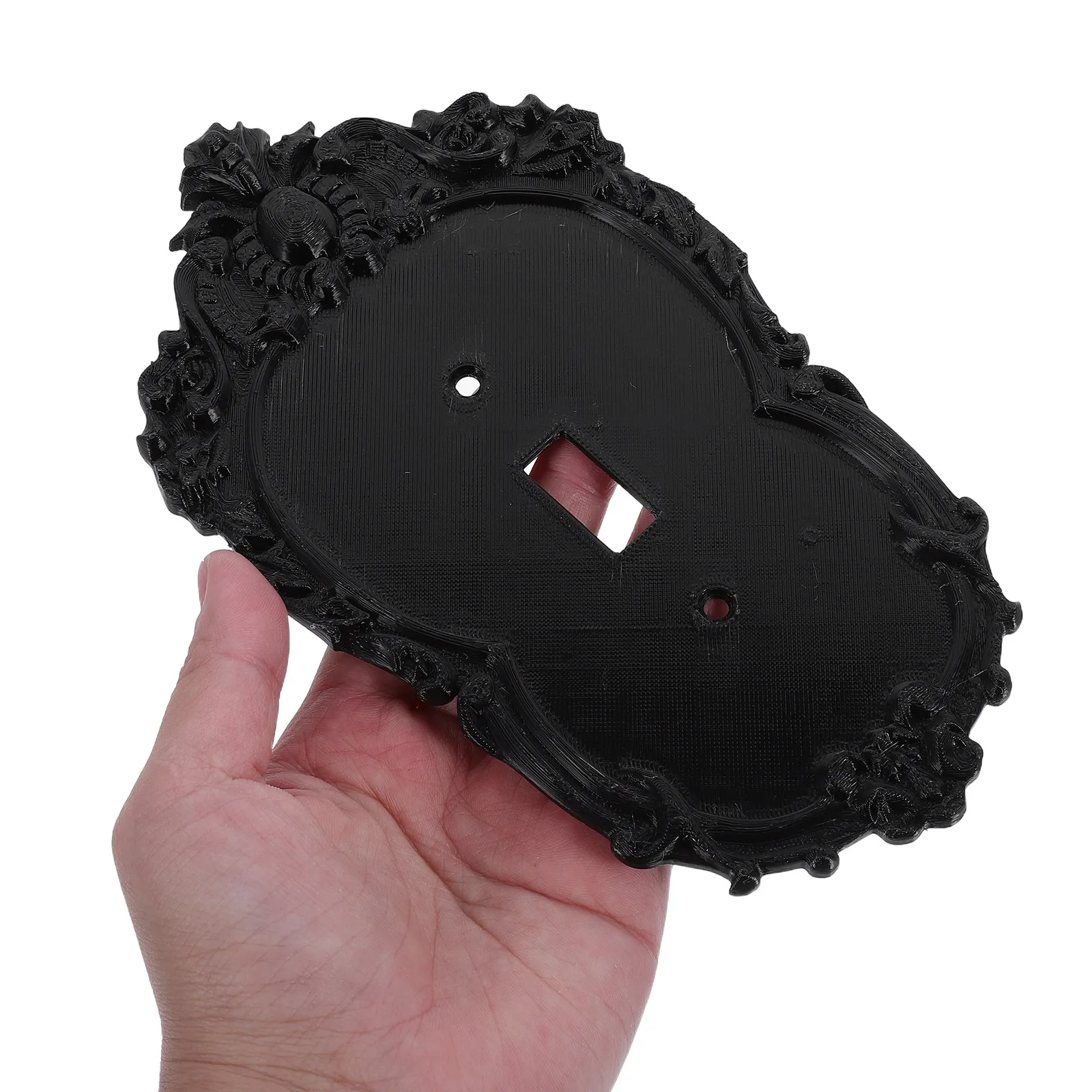 Black Vintage Carved Toggle Light Switch Cover Plate Baroque Gothic Matte Retro Wall Plate Single Outlet Bedroom Bathroom Socket