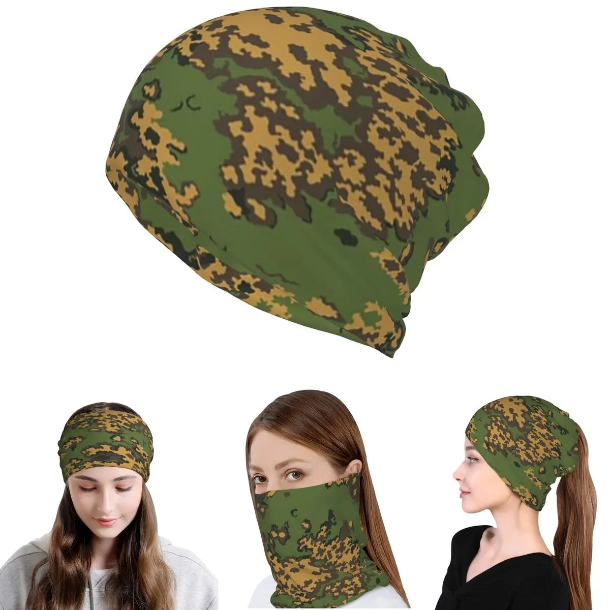 

Splintertarn German WW2 Camouflage Army Military Bandana Neck Gaiter Magic Scarf Multifunction Face Mask Beanies Hat for Adult