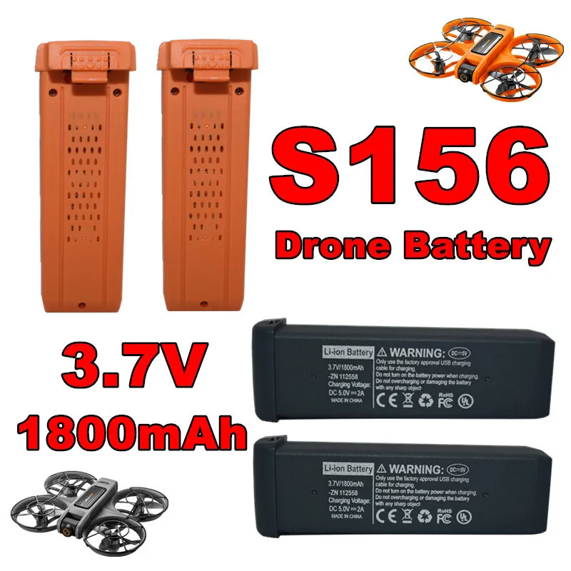 Original S156 Drone Battery 3.7V 1800mAh Lipo Rechargeable Battery for S156 Drone Has Orange and Gray Two Color Battery