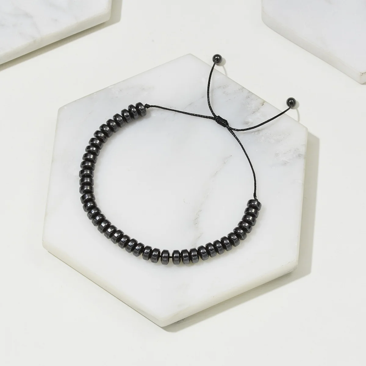 No-magnetic Black Hematite Beads Bracelets For Women Men Hand-woven Heart Round Healthy Loss Weight Bangles Health Care Jewelry