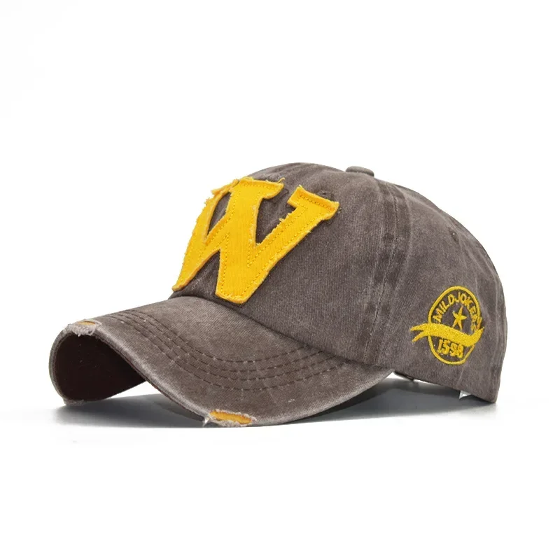 Baseballkappe mit besticktem Buchstaben W, Snapback-Kappen, Knochenkappe, Distressed-Look, passgenaue Kappe für Herren, individuelle Hüte – Detail 4