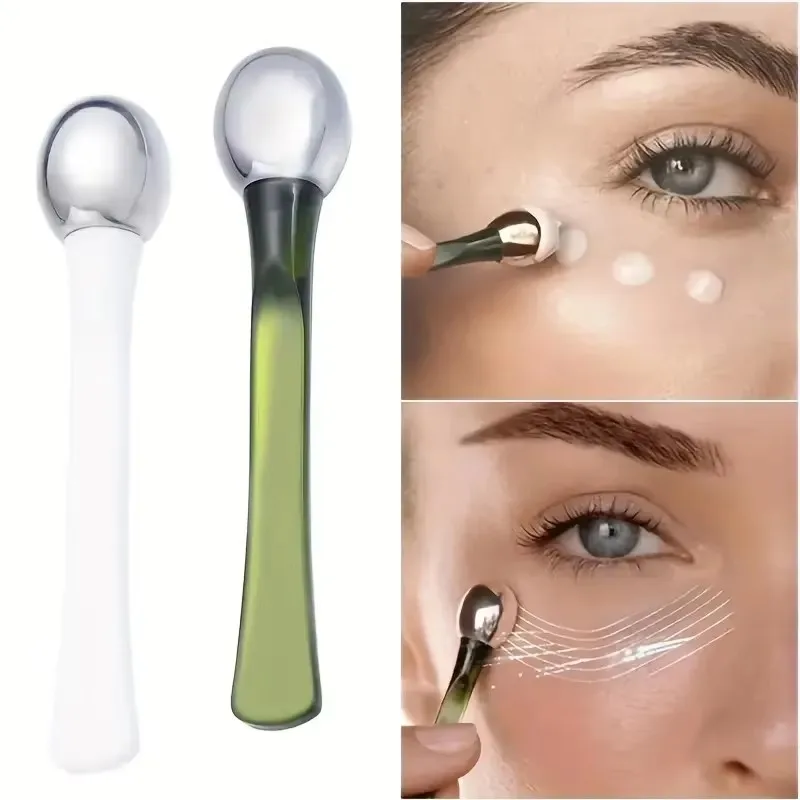 Rodillo para masaje de ojos, aplicador de crema para ojos, espátula cosmética, cuchara Facial antiarrugas, herramienta fina para el cuidado de la piel, aleación de oro, 1 ud.