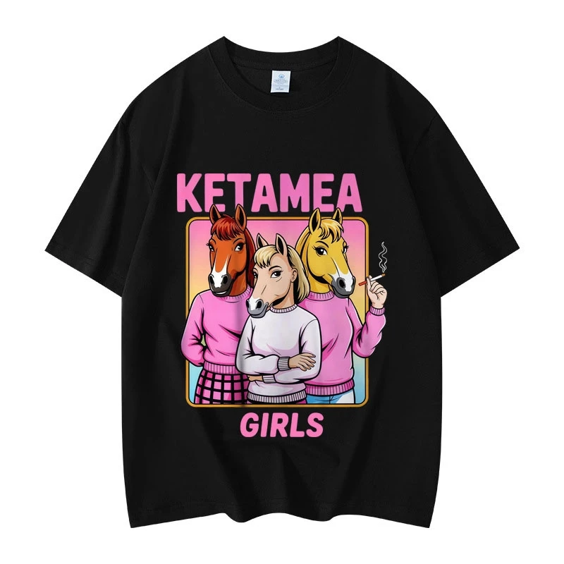 

Men's Ketamean and girls' short-sleeved T-shirts with interesting English meme pattern prints are fashionable Y2k clothing