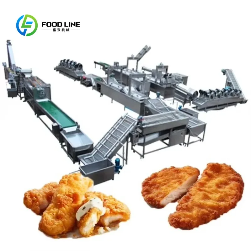 Continuous Frying Equipment Fully Automatic Frying Production Line for Fried Chicken Nuggets Chicken Steaks and Chicken wings