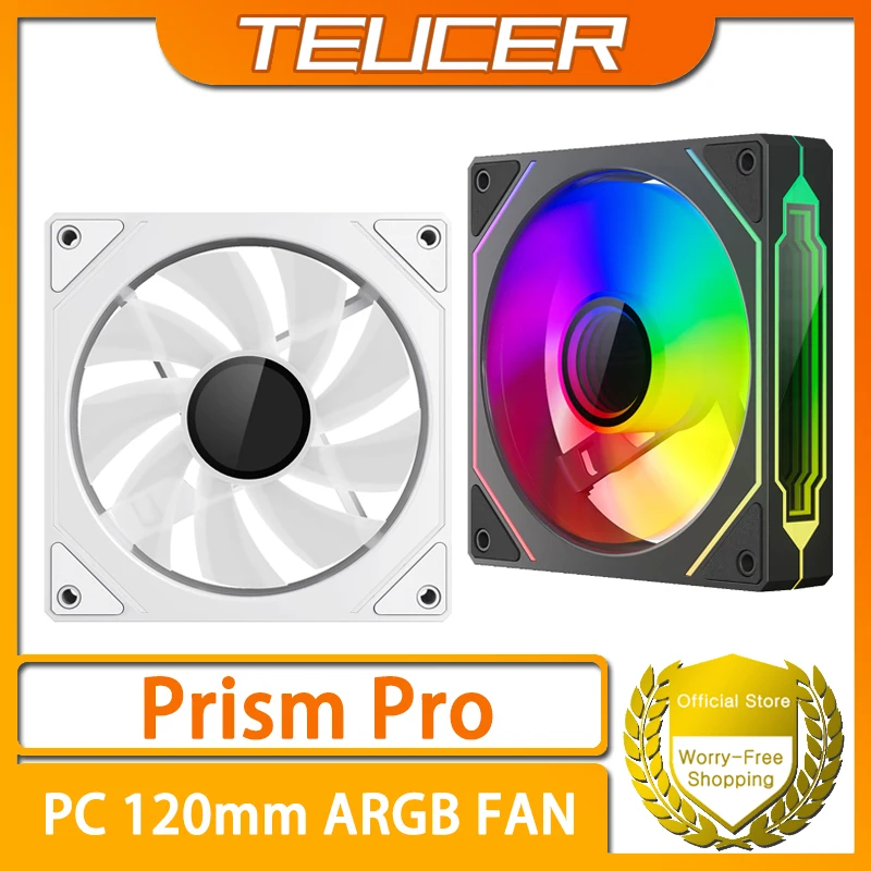 

TEUCER Prism Pro 120 мм Вентилятор охлаждения корпуса ARGB 12 см Комплект охлаждения 4PIN ШИМ Бесшумный гидравлический подшипник Корпус ПК Вентилятор охлаждения