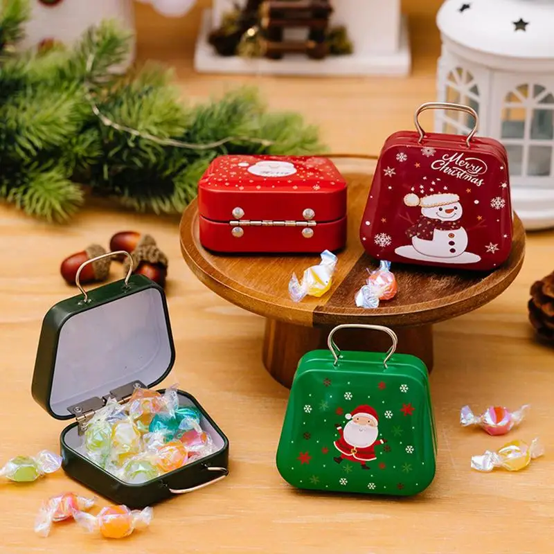 Christmas Tinplate Candy Box Tins Retro Christmas Tins for Cookie Candy Packaging Jar for Biscuits Cookies Candies Chocolates