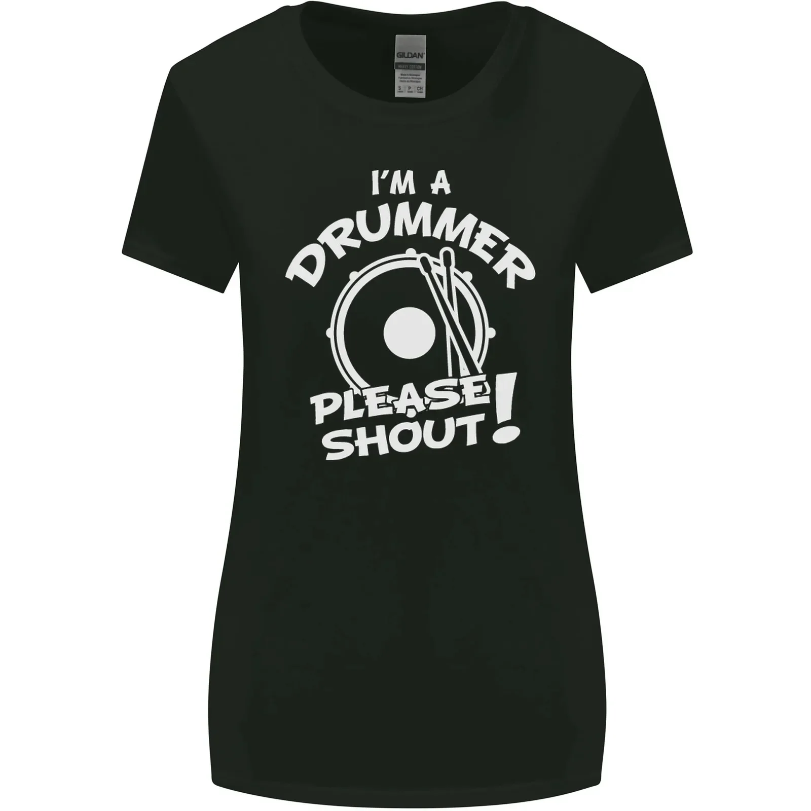 Drumming Im a Drummer Please Shout Funny Womens Wider Cut T-Shirt