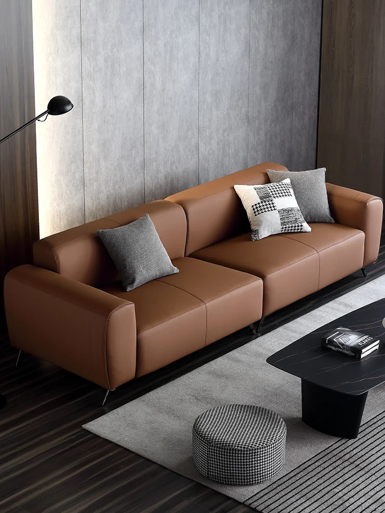 

Nordic leather sofa modern simple very simple style small family living room straight row three person four person combination s