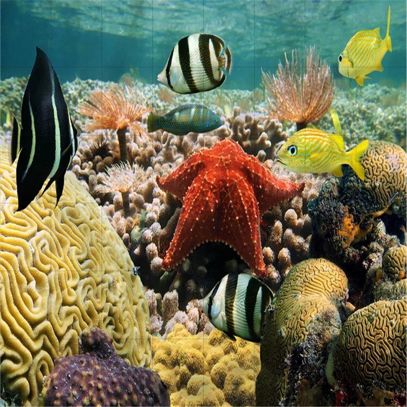 beibehang Starfish fish floor mural adhesive wear non-slip waterproof self-adhesive sticker paint European ultra-modern bathroom