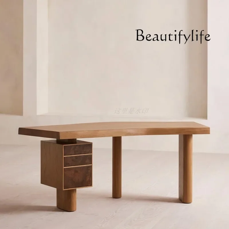 M Senior Designer Special-shaped Desk Italian Minimalist Ash Wood Solid Wood Desk Creative Art Table