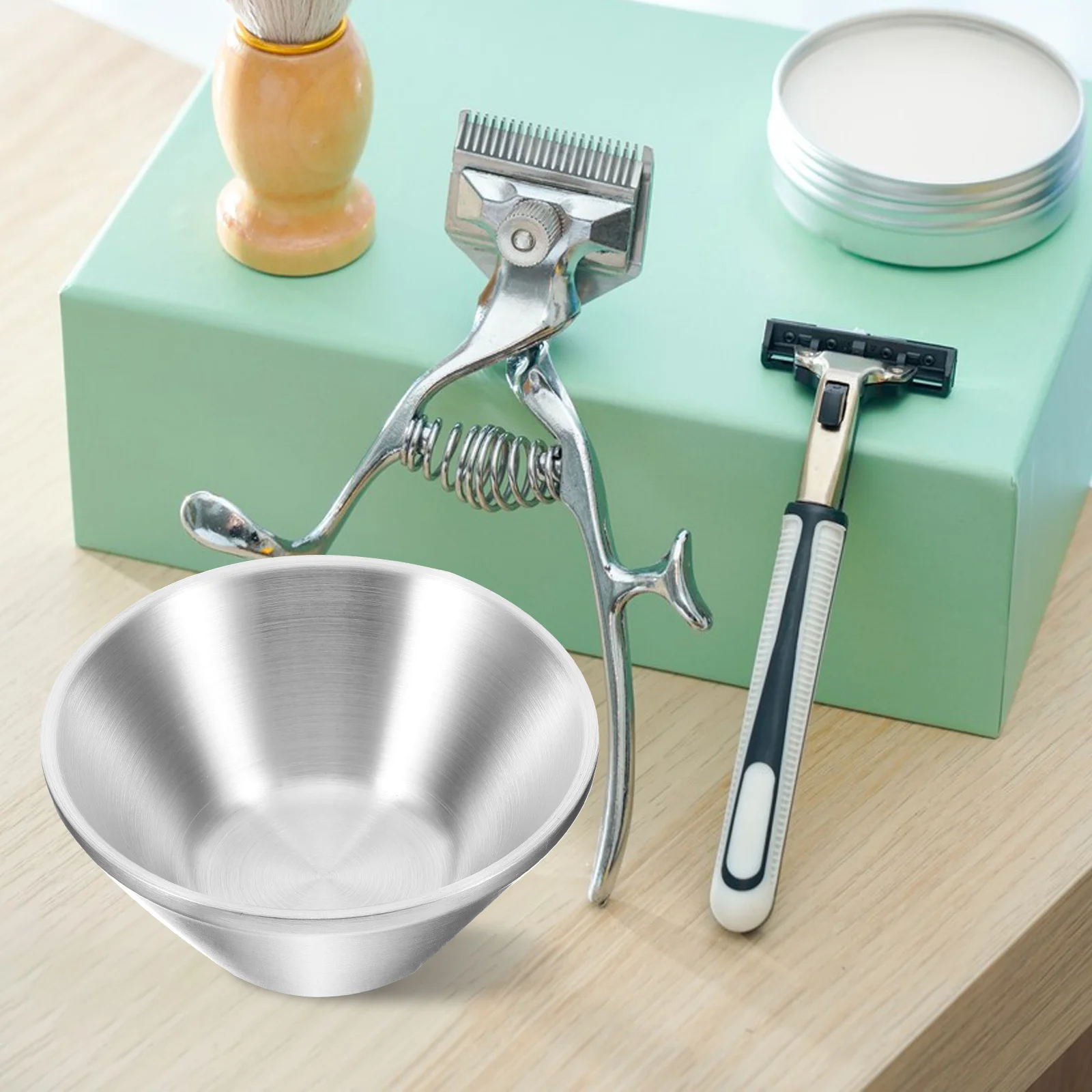 

Shaving Bowl 12*5.7CM Silver Stainless Steel Beard Care Reusable Shave Cup Lather Large Capacity Safe Household Supplies
