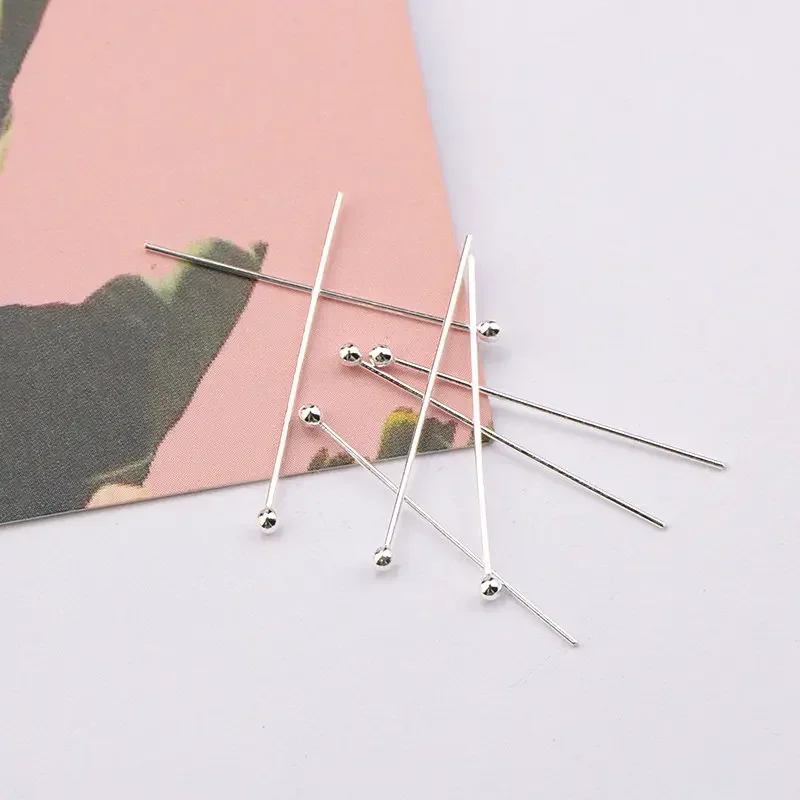 20 قطعة 925 فضة كرة مستديرة دبوس الرأس رئيس دبابيس 25 مللي متر (1 بوصة) هيبوالرجينيك DIY بها بنفسك الحرفية صنع المجوهرات