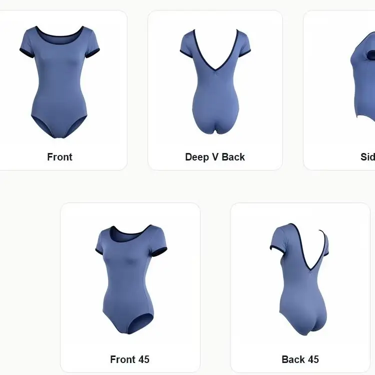 Adult Ballet Basic Classics Practice Suit Short Sleeve Women's Team Gymnastics Training V-shaped Backless Body Dance Leotards