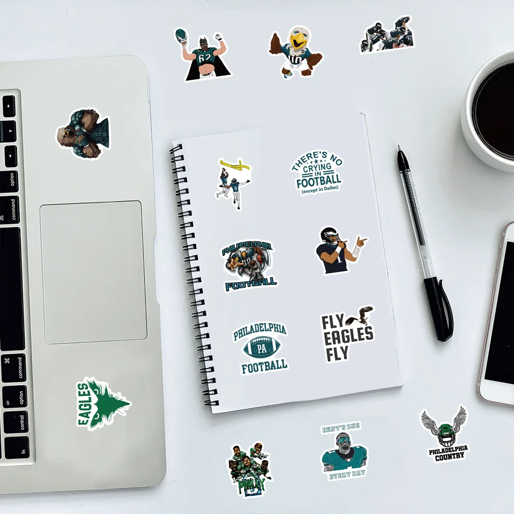 10/30/50PCS New Philadelphia Eagles Stickers Football Cartoon Graffiti Helmet Car Guitar DIY Scrapbook Toys Decoration Wholesale