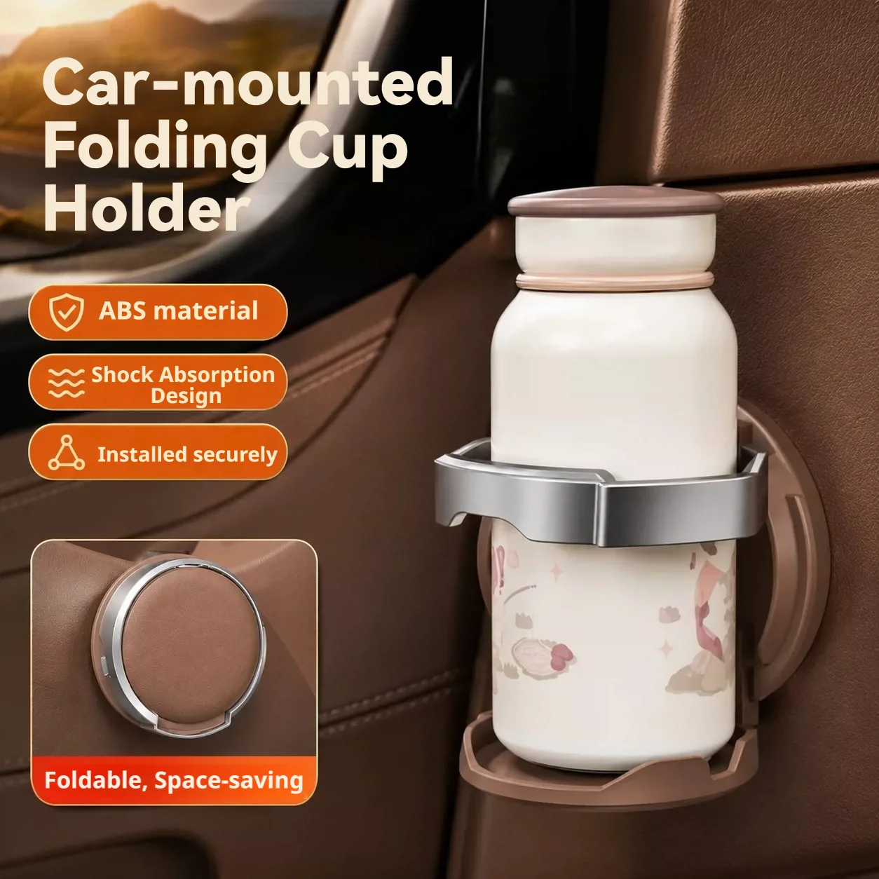 Car Cup Holder Accessory, Multifunctional Drink and Water Bottle Storage Bag, universal Car Rear Clip Cup Holder