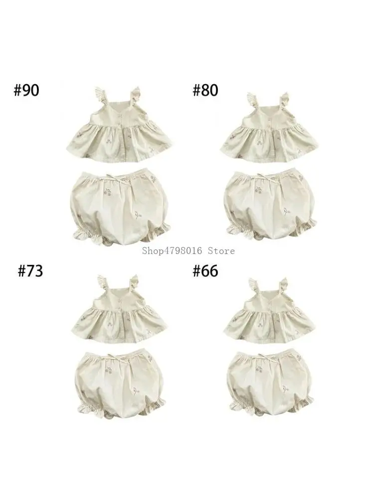 Baby Girls Clothes Ruffle Embroidered Slip Dress Tops Comfortable Bread Shorts