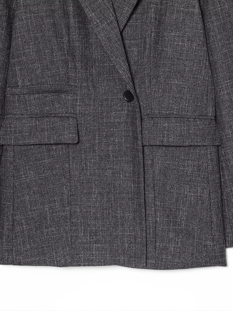 European-style new women's fashion, versatile, elegant, simple solid color straight-cut long-sleeved suit jacket