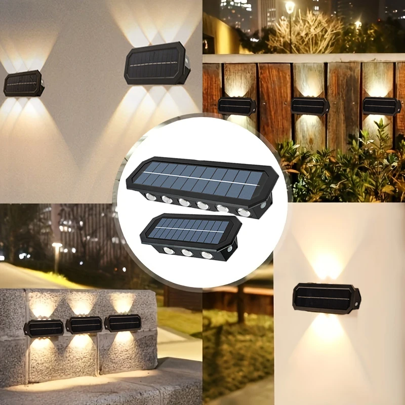 Impermeável Solar LED Wall Light, Luzes de varanda ao ar livre, IP65 Decoração, holofote para varanda, pátio, jardim, escadas, 1 2 4 Pcs