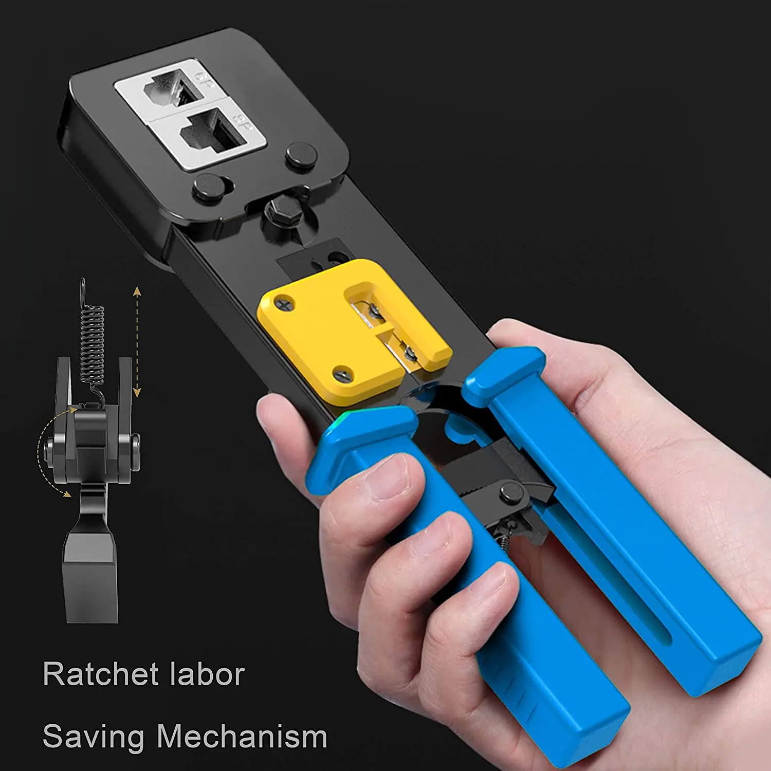 Natalink rj45 cat6 ferramenta de crimpagem passagem através de crimper ethernet rj45/rj12 cabo de rede regular descascador de fio com lâmina de substituição