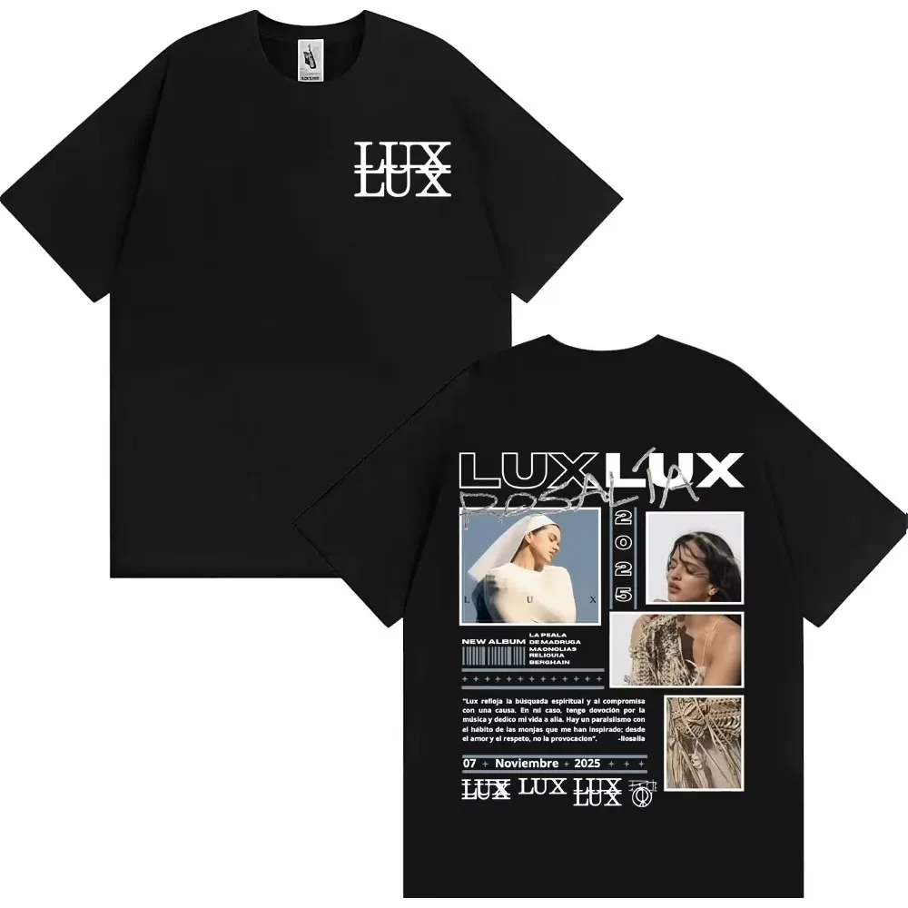 

Singer Rosalia 2025 Album LUX Logo Merch T-shirts Men Women Harajuku High Street Retro T-shirts Comfort O-Neck Oversized T Shirt