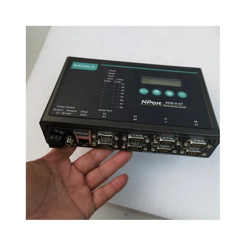 MOXA NPort 5650-8-DT 8-port RS-232/422/485 desktop device server with DB9 male connectors