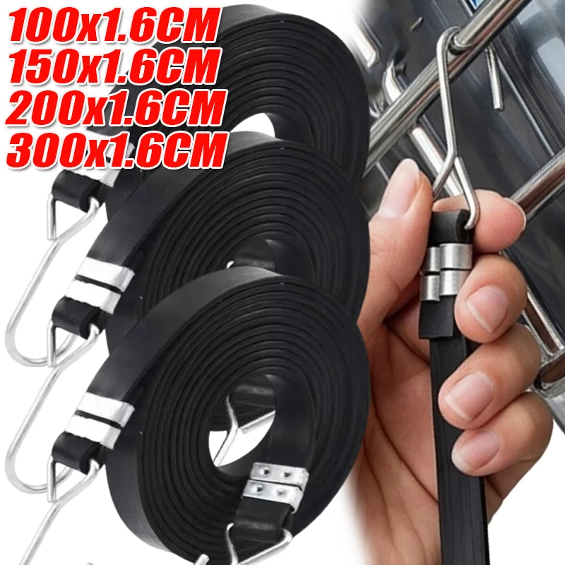 Bicycle Luggage Straps Elastic Cargo Rack Straps Hooked Elastic Strap Helmet and Luggage Securing Rubber Buckles 4size
