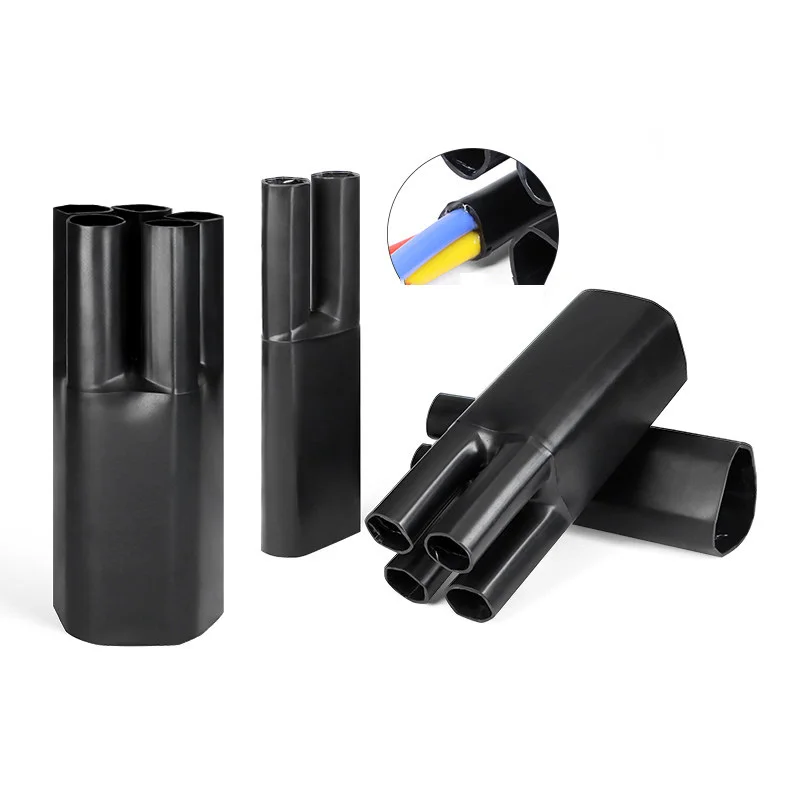 1/5Pcs 1KV Cable Heat Shrinkable Finger Sleeve 2/3/4/5/Core Heat Shrink Wrap Tube With Glue Insulation Sleeve for Wire Protector