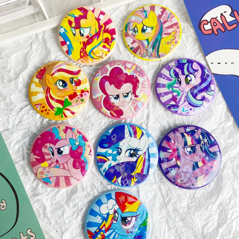 

Anime My Little Pony Fluttershy Rainbow Dash Pinkie Pie Twilight Sparkle Exotic Applejack Brooch Badge Tinplate Accessoy Gifts