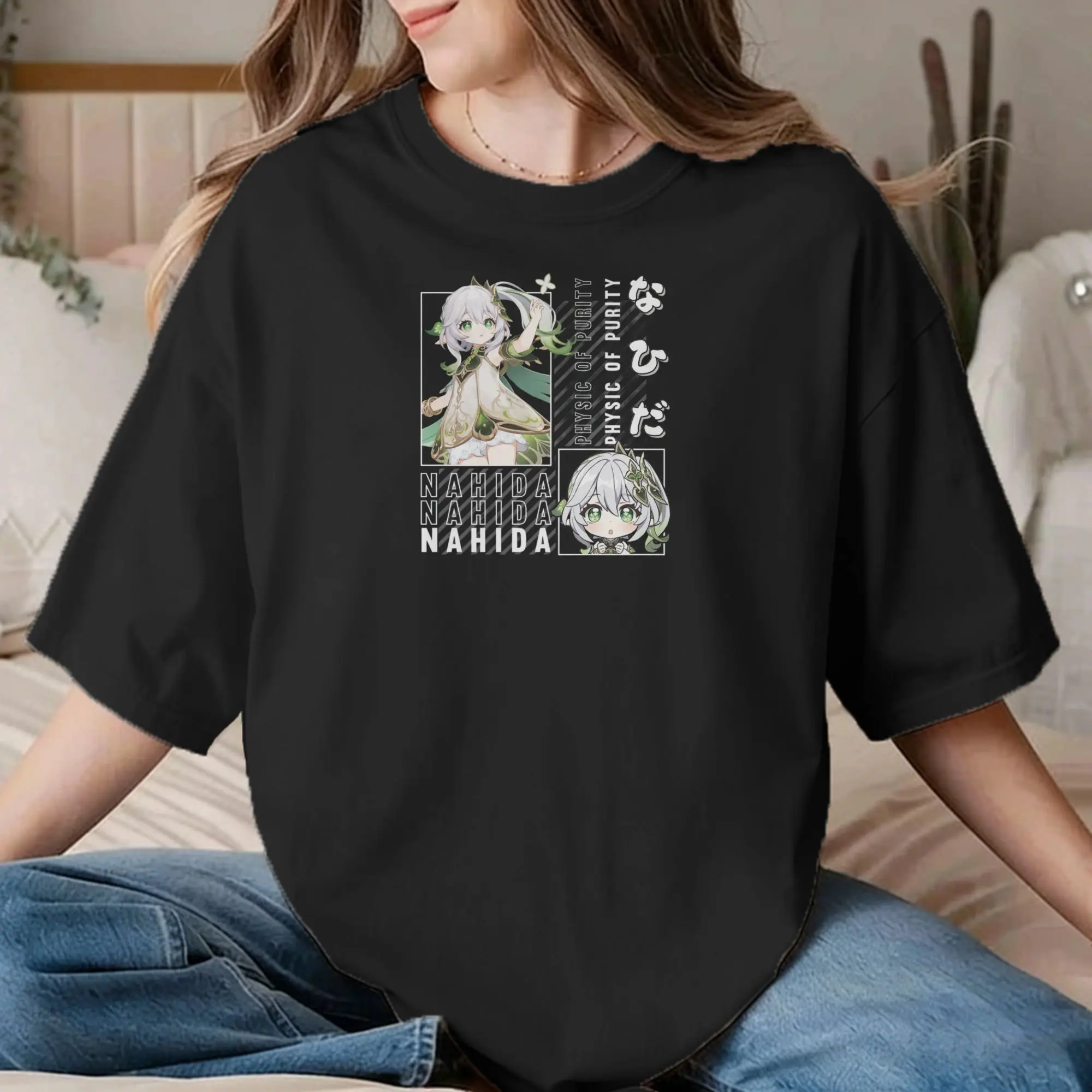 Nahida Genshin Impact T Shirt Men Women 100% Cotton Novelty T-Shirts Crewneck  Tees Short Sleeve Tops Plus Size