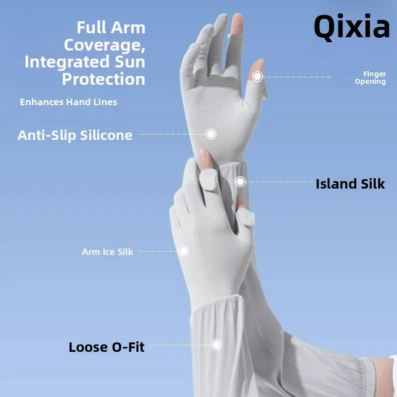 Ice Silk UV Protection Sleeve Covers Gloves Touchscreen Compatible Lightweight Original Yarn Cycling And Driving Essential fo...