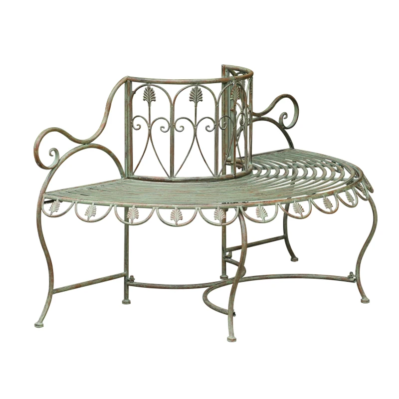 

Retro tree semicircular chair Outdoor garden wrought iron tree chair Back to garden villa courtyard chair