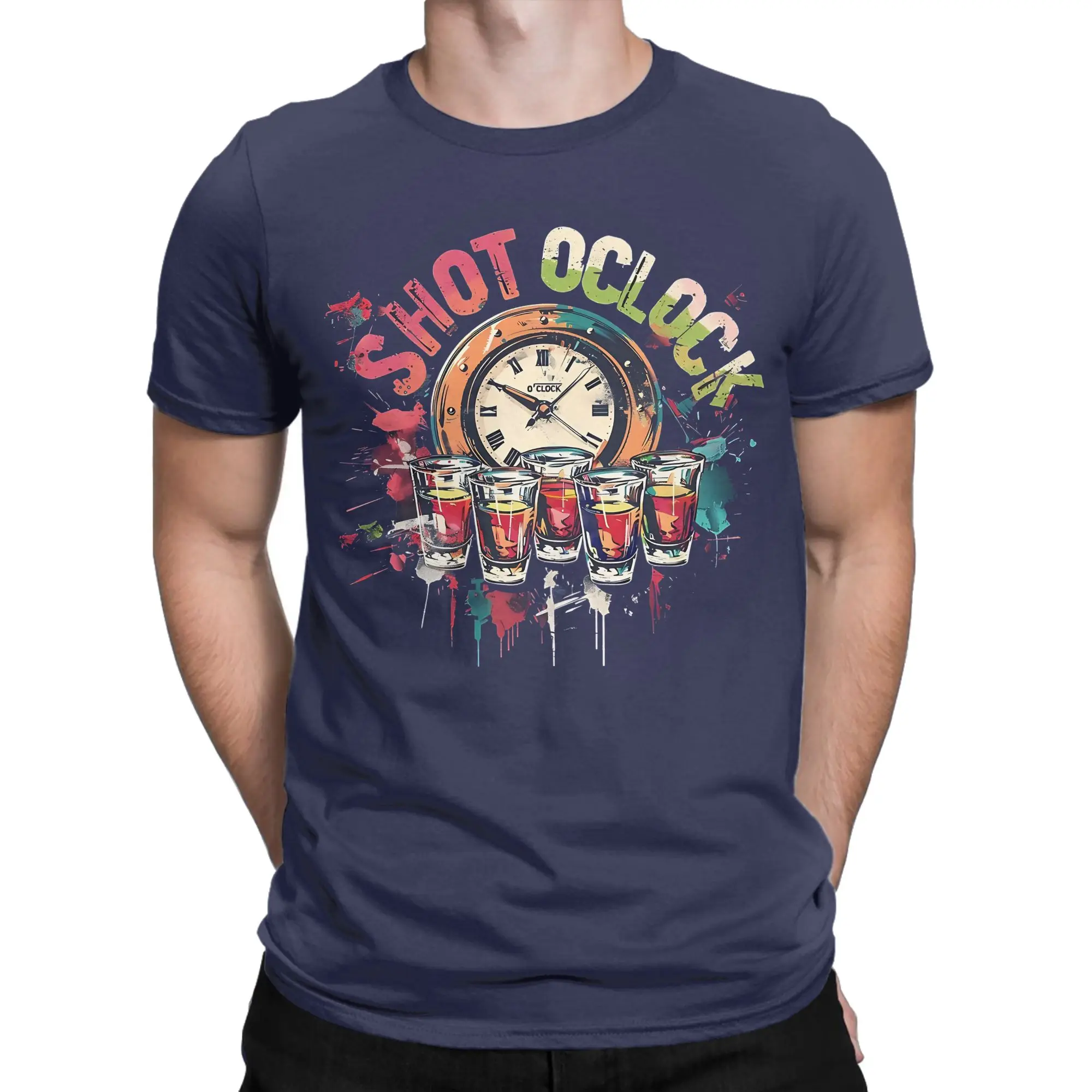 SHOT O'CLOCK Beer T Shirt Men Women 100% Cotton Humor T-Shirt Crewneck  Tee Shirt Short Sleeve Tops Gift Idea