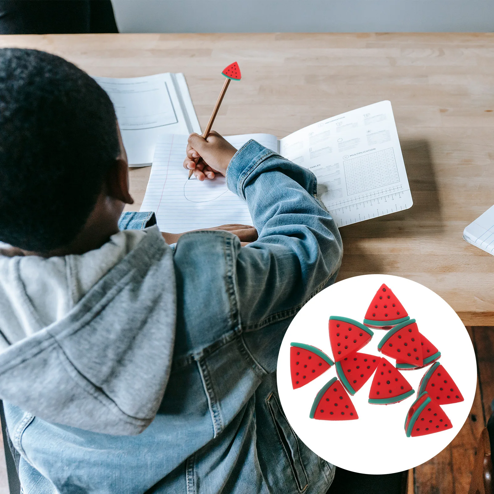 

10Pcs Watermelon Pencil Caps Adorable Cartoon Silicone Pencil Protectors Decorative Hats for School Girls Silicone Pencils Hats