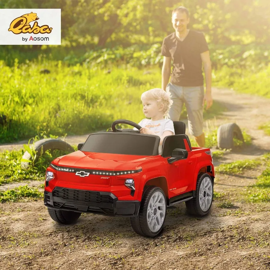 12 فولت ركوب على شاحنة شيفروليه سيلفرادو EV RST سيارة كهربائية مرخصة مع جهاز تحكم عن بعد الوالدين تخزين خلفي تعليق زنبركي لذلك