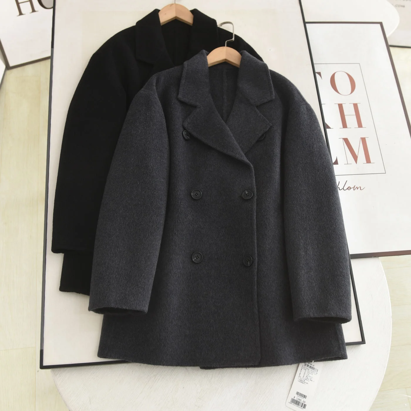 

Casual Commute Woolen Double-Faced Tweed Coat Loose Fit Double-Breasted McSystem High Quali Must-Enter Faionable Outerwear