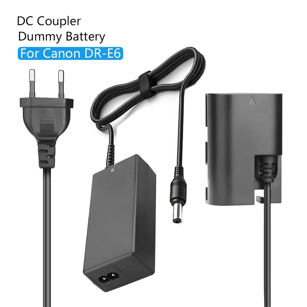 DR-E6 DC Coupler LP-E6 Giả Pin Bộ Chuyển Đổi Nguồn Điện Cung Cấp Bộ Dành Cho Canon EOS 90D 80D 60D 6D 7D 5D mark II III IV V. V...