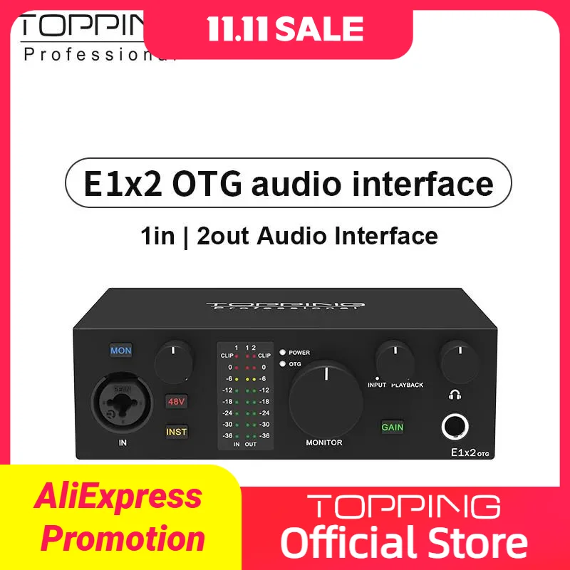 

Topping E1x2 OTG profession elle Audio-Schnitts telle Computer Telefon singen Live-Streaming Soundkarte Aufnahme Mischen
