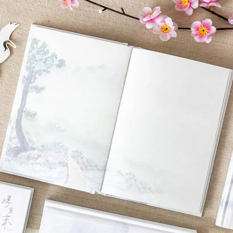 Diario de borlas inmortales de fantasía de estilo antiguo, arte chino, ilustración a todo Color, cubierta de papel de tierra, diario