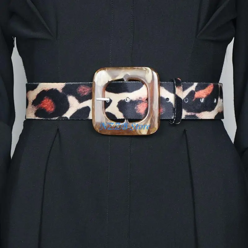 T21F حزام الخصر أنيق فتاة الساخنة ليوبارد طباعة حزام كاوبوي راعية البقر الحزام الكلاسيكي #5