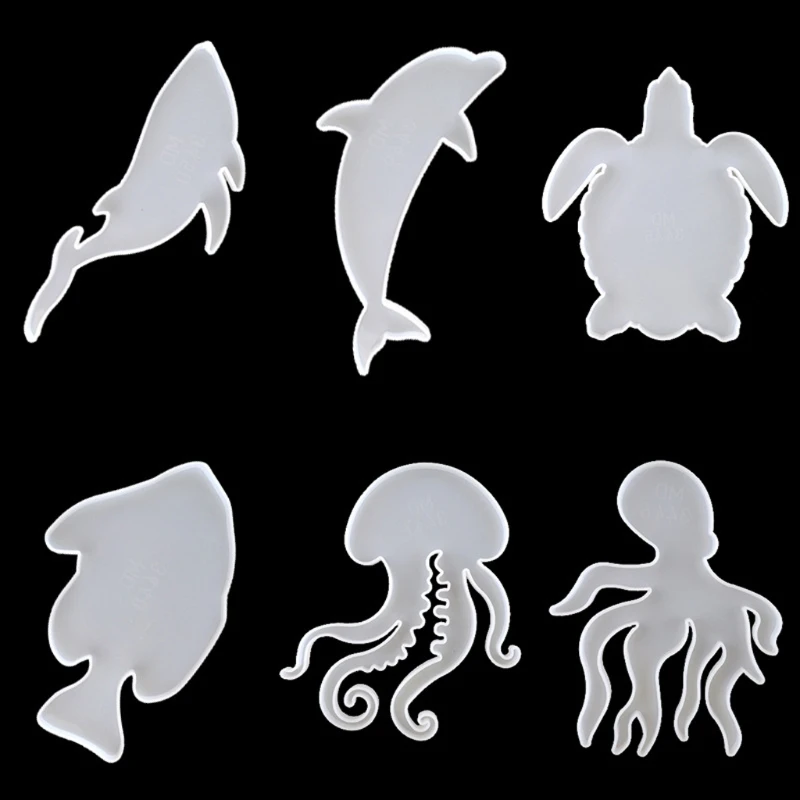 N58F 6x Resin Mold for Turtle Dolphin Fish Silicone Mold for Home Table Decor