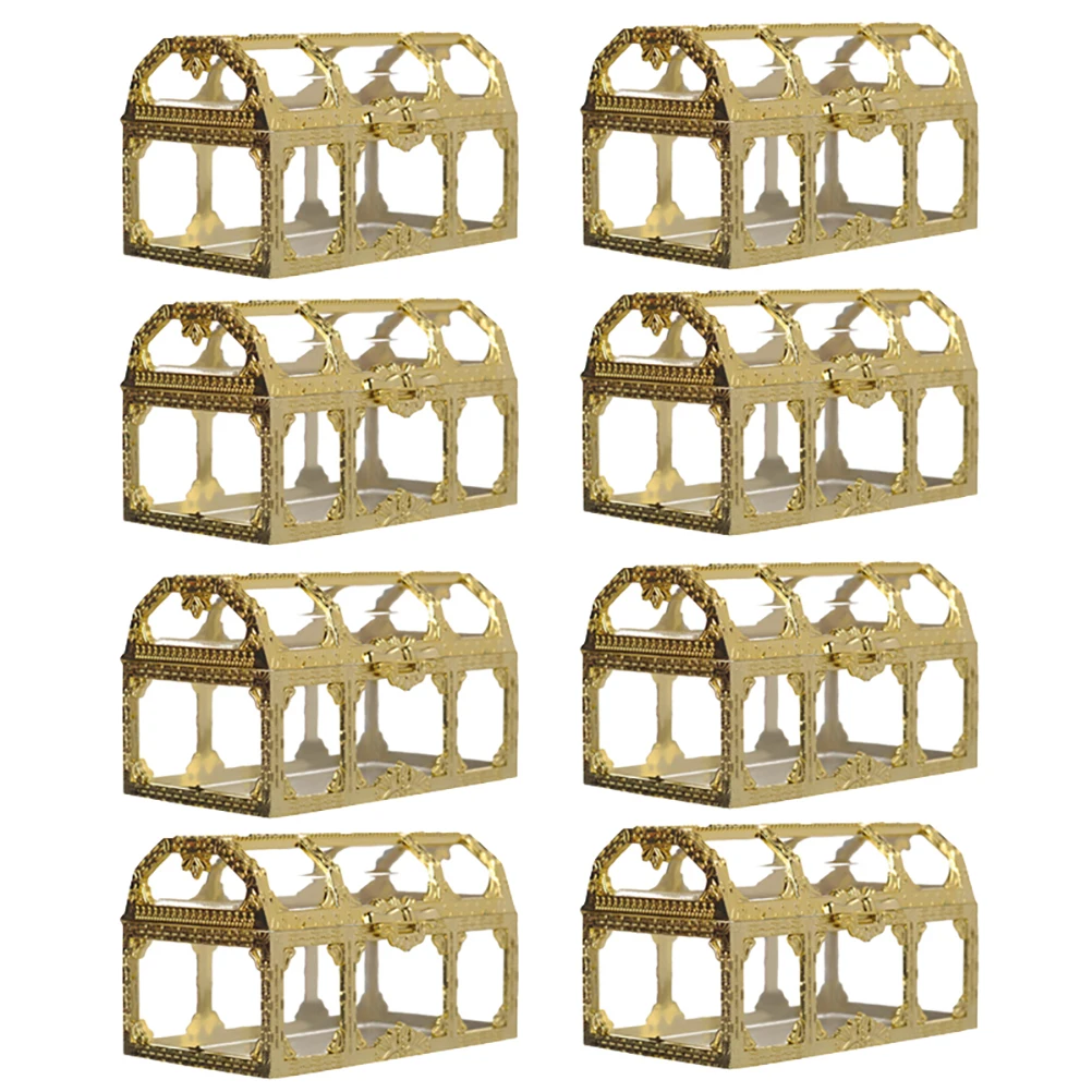 

1Set Hollow Golden Square Wedding Candy Boxes Exquisite Treasure Box Plastic Gift Packaging for Wedding Candy and Small Items