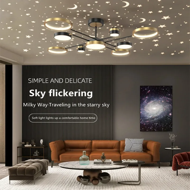 Lámparas de techo de proyección de estrellas, iluminación LED moderna de Gypsophila para sala de estar, dormitorio, luz de techo interior, accesorios de Lustre para decoración del hogar