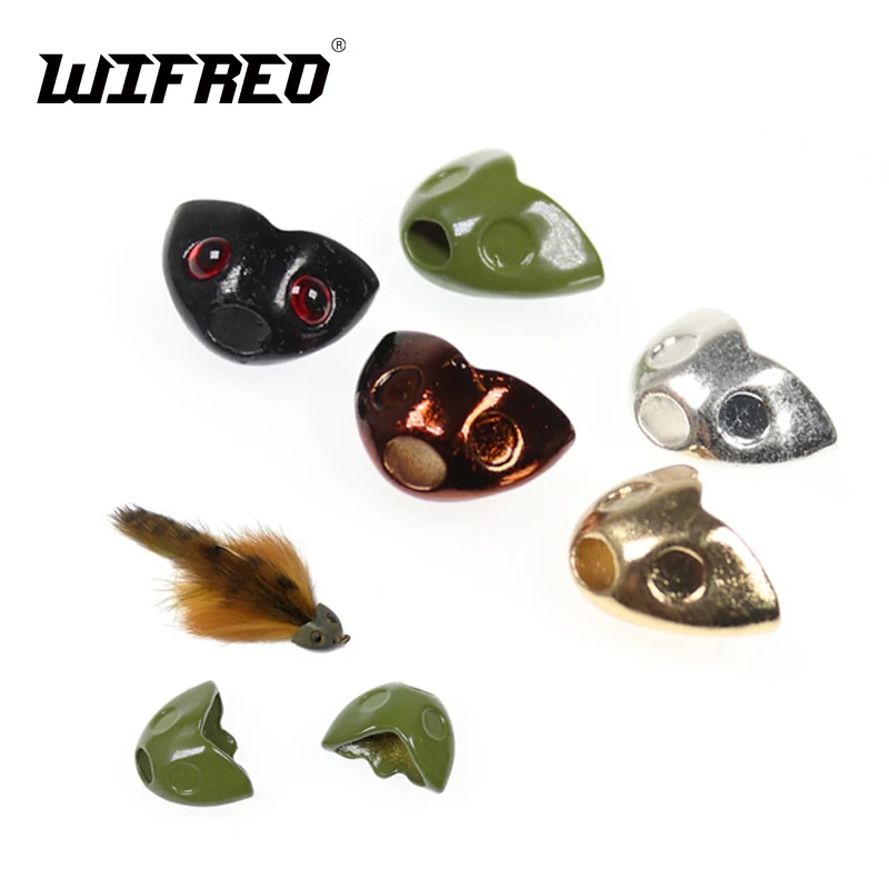 Wifreo 5PCS รอกฟลายหัวปลา Fish Mask Streamer ผูกขนาด S L Sculpin หมวกนิรภัย Streamer