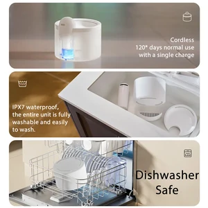 Hiigge Snowball Cat نافورة مياه لاسلكية موزع مياه أوتوماتيكي للكلاب شارب الأليفة لاسلكي مع تحليل البيانات أفضل 10 نافورة شرب للقطط للبطاريات للمبيعات - رقم 10