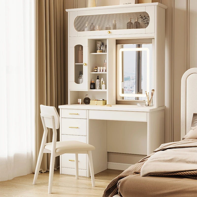 

Комод из цельного дерева, шкаф для хранения мебели, органайзеры для хранения, белый туалетный столик для макияжа, ящик, комод с зеркалом для спальни