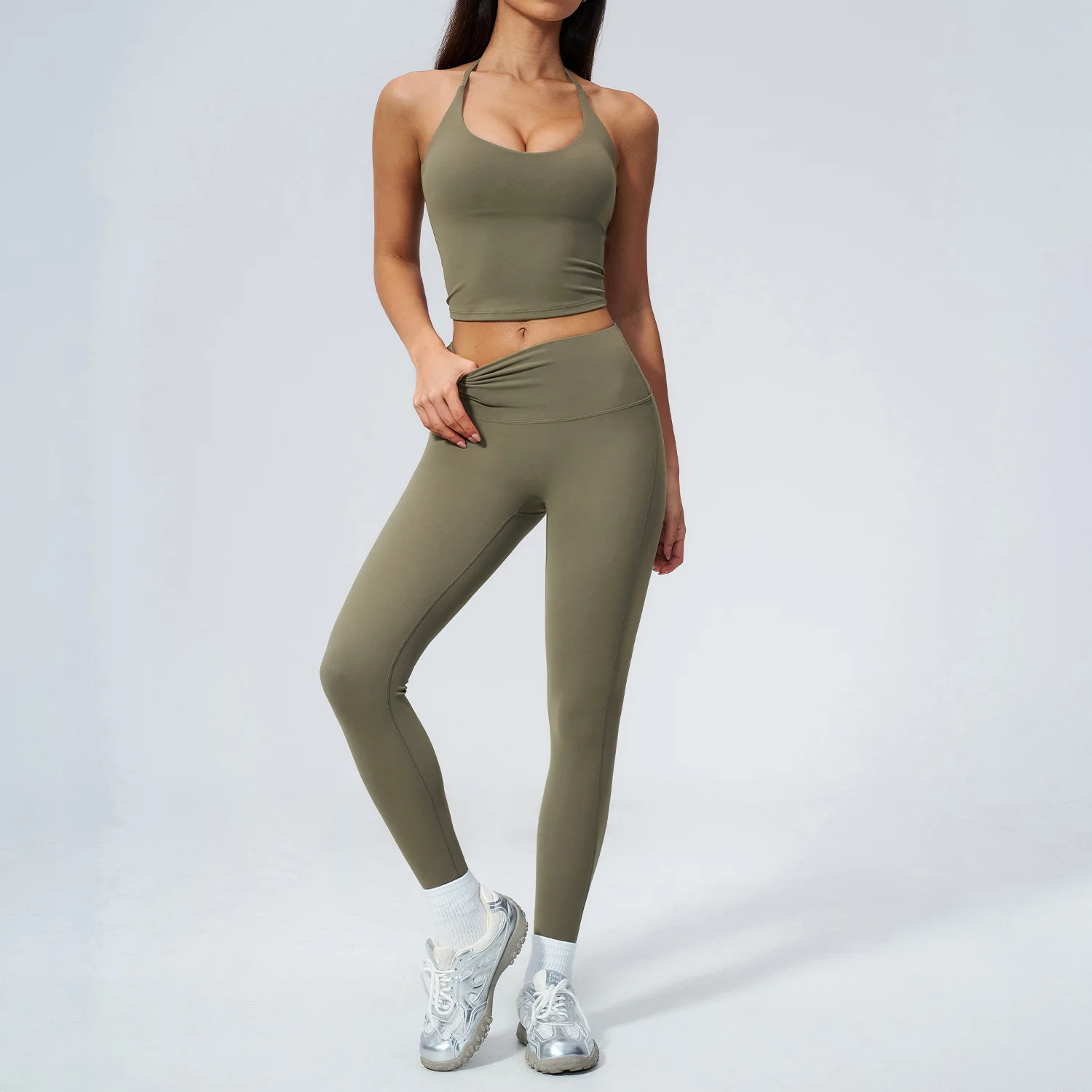 2 Pieces Yoga Set Women Tracksuit Backless Tops High Waist Leggings Gym Suit Fitness Clothes Outfits Yoga Set Athletic Wear Set