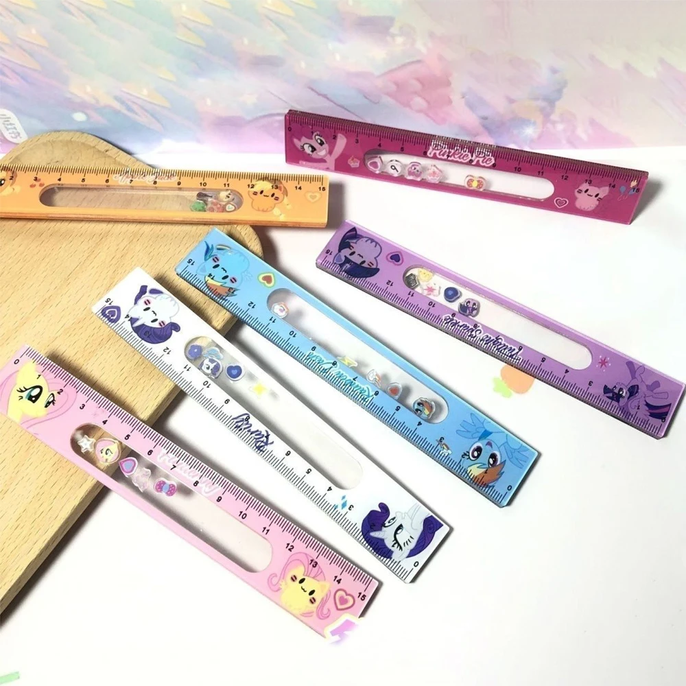 My Little Pony Anime Twilight Sparkle Fluttershy Pinkie Pie Rainbow Dash Cute Ruler Student Learning Stationery Measuring Tool